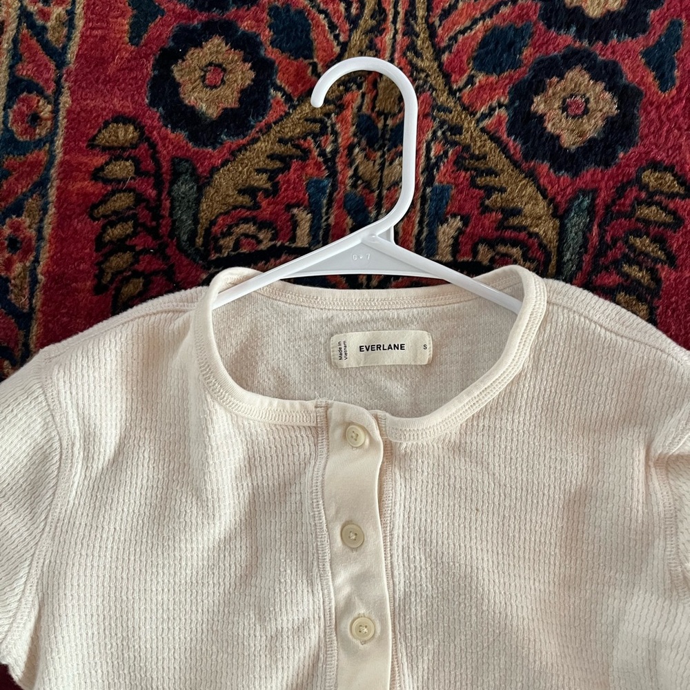 Everlane Off-White Button-Up Henley Shirt
